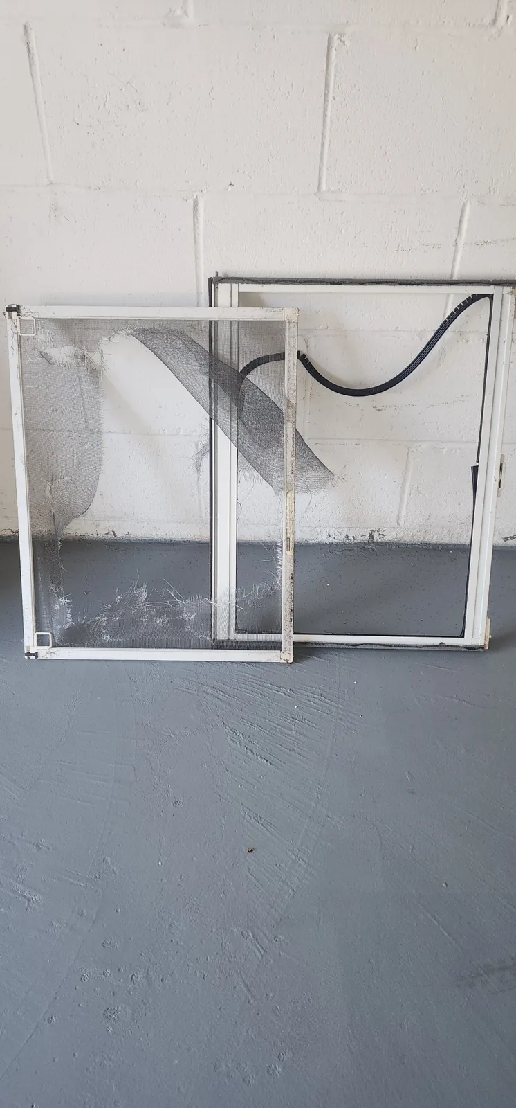 Damaged screen mesh and screen frames