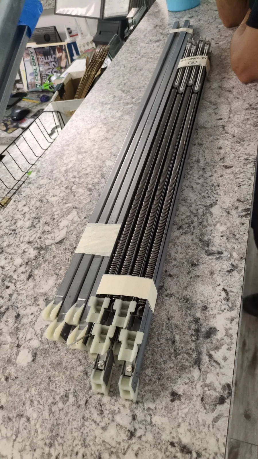 Window balances and parts prepared for repair