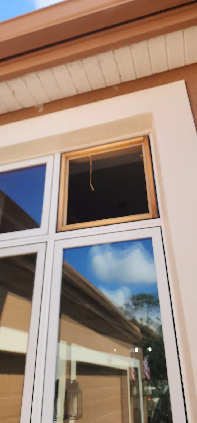 Open window frame during repair work